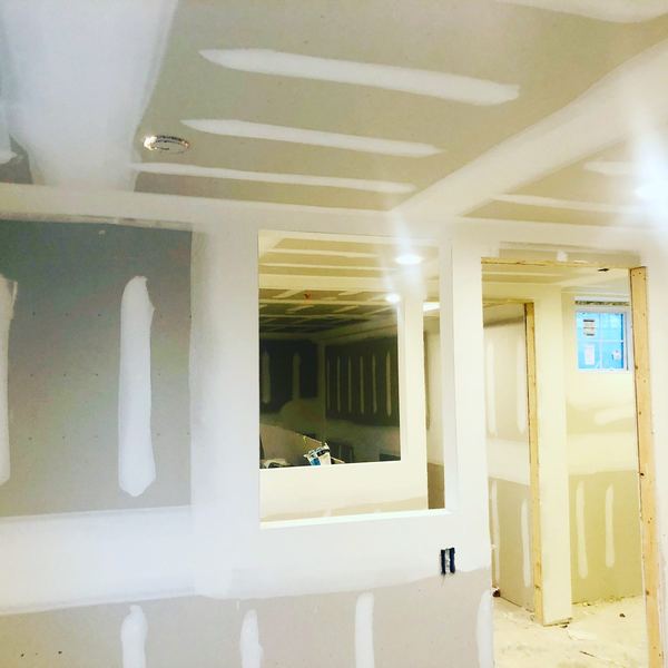 Hang and tape at interior partitions