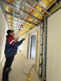 Light gauge metal frame soffit in a corridor
