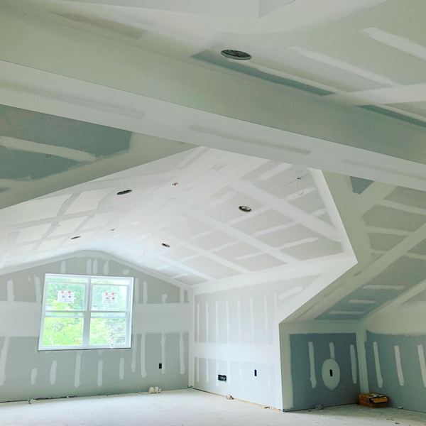 Taped vaulted attic ceiling